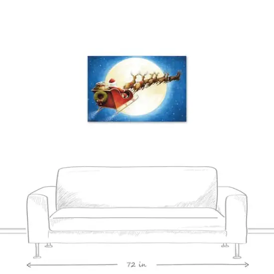 Santa Sleigh Moon Canvas Wall Art {6}