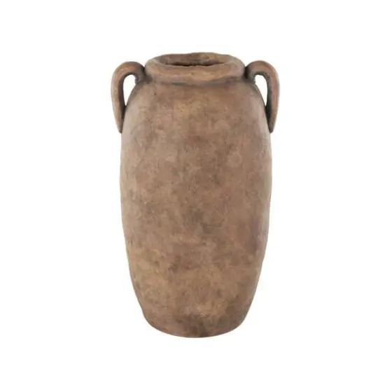16.5" Copper Antique-Style Textured Ceramic Vase with Handles {1}