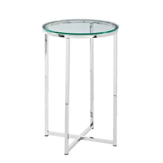 Walker Edison 16" Glam Round Side Table Glass/Chrome {1}