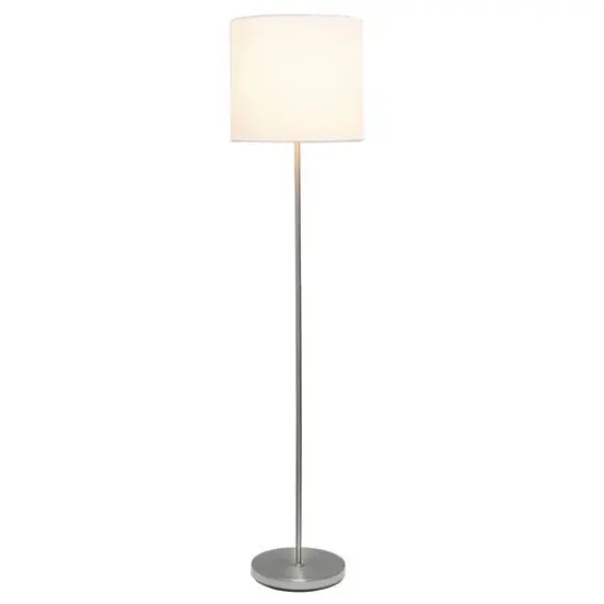 Simple Designs 57" Brushed Nickel Drum Shade Floor Lamp Brushed Nickel and White {3}