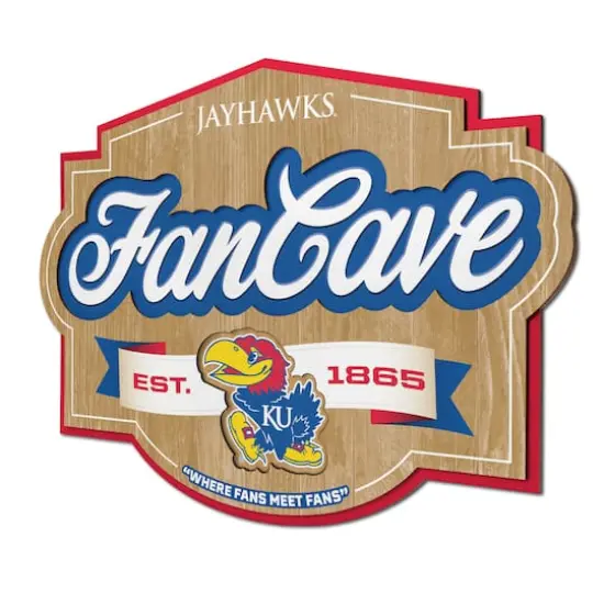 NCAA Fan Cave Sign Kansas Jayhawks {1}