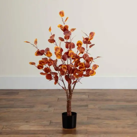 3ft. Pre-Lit Autumn Eucalyptus Artificial Fall Tree with 80 Warm White LED Lights {6}