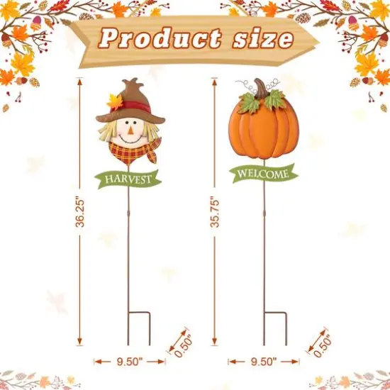 Glitzhome&reg; 3ft. Fall Metal Scarecrow & Pumpkin Yard Stake, 2ct. {8}