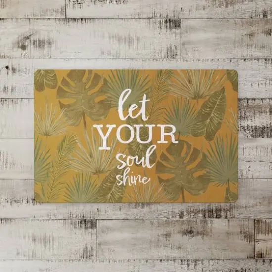 Let Your Soul Shine Topical Palm Floor Mat Yellow {3}