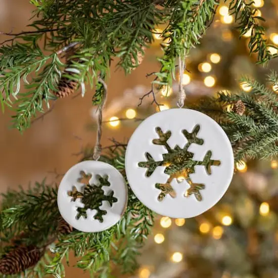 White Wood Snowflake Cut-Out Ornament (Set of 12) {3}