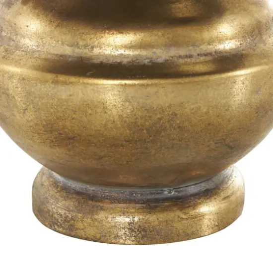 Gold Metal Weathered Vintage Amphora Decorative Vase with Scroll Handles {6}