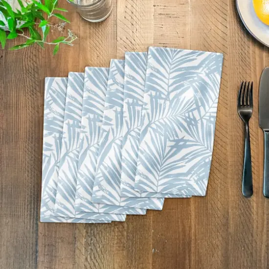 Blue Palm Leaf Pattern Cotton Twill Napkin {4}