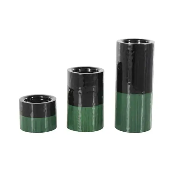 Green Metal Colorblock Candle Holder with Paint Streak Designs Set {3}