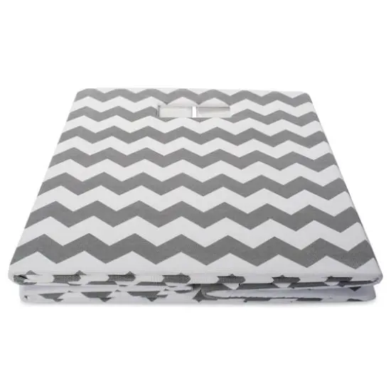 DII&reg; 11" Chevron Stripes Polyester Storage Cube Gray {5}