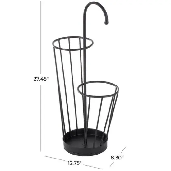 27" Metal Umbrella Stand with Handle Black {8}