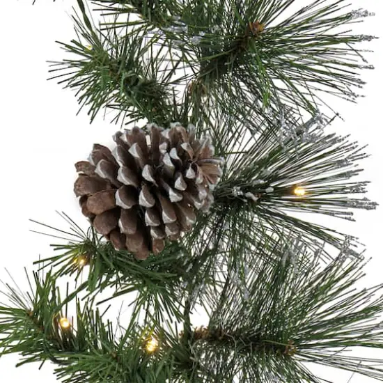 9ft. Whitter Pine Garland With LED Lights {1}
