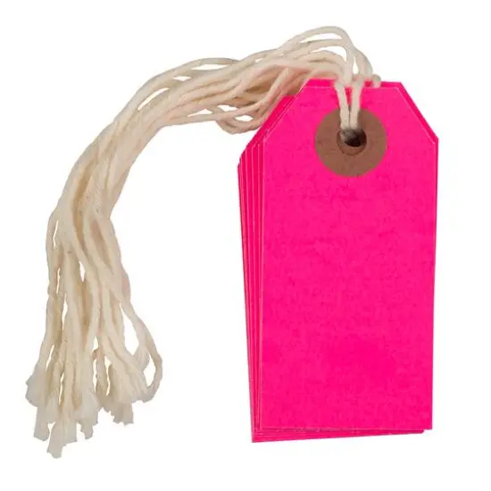 JAM Paper Tiny Gift Tags with String, 100ct. Neon Pink {3}