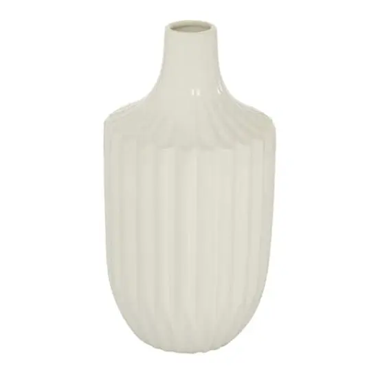 White Ceramic Modern Vase, 13" x 6" x 6" {3}
