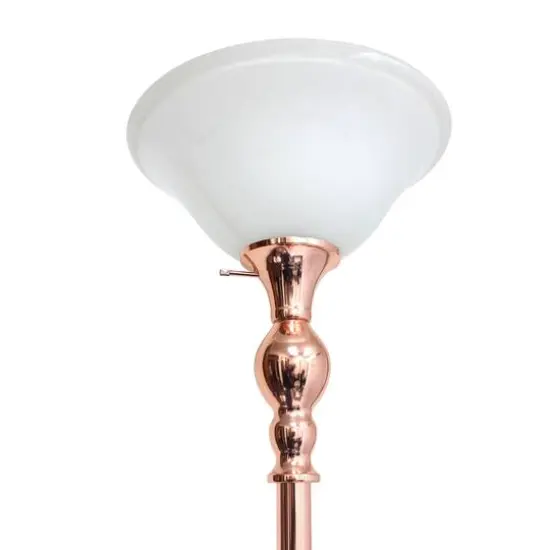 Lalia Home 6ft. Torchiere Floor Lamp with Marbleized Shade Rose Gold with White Shade {8}