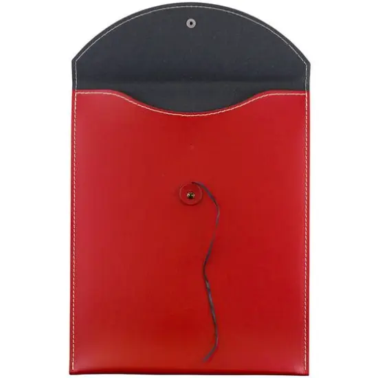 JAM Paper 9.5" x 12.5" Leather Portfolio with Button & String Red {4}