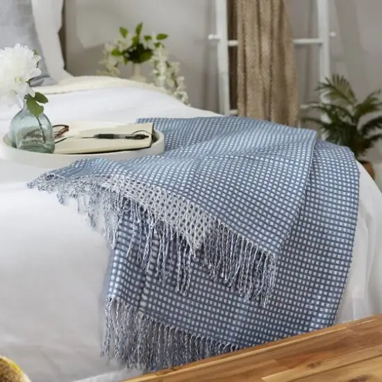 DII&reg; Stonewash Blue & White Waffle Knit Throw {7}