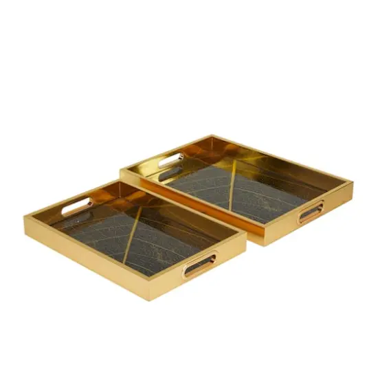 Gold Leaf Pattern Plastic Glam Tray Set {3}