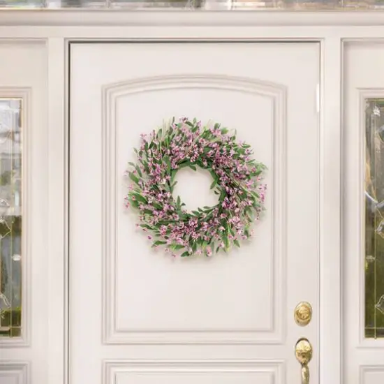 24" Artificial Pea Blossom Floral Pink Spring Wreath {6}