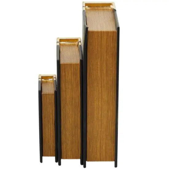 CosmoLiving by Cosmopolitan Gold Faux Leather Faux Book Box with Metallic Finish Set {6}