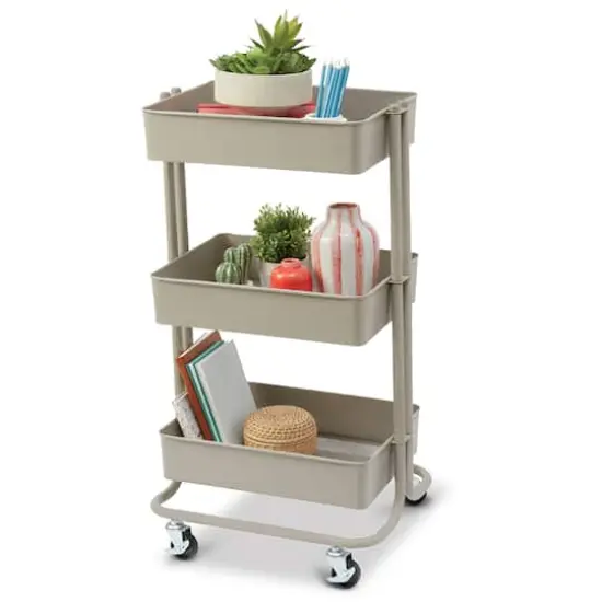 Lexington 3-Tier Rolling Cart by Simply Tidy® Greige {3}