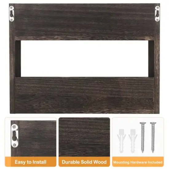 Rustic Wood Floating Storage Shelf with 3 Hooks Brown {7}
