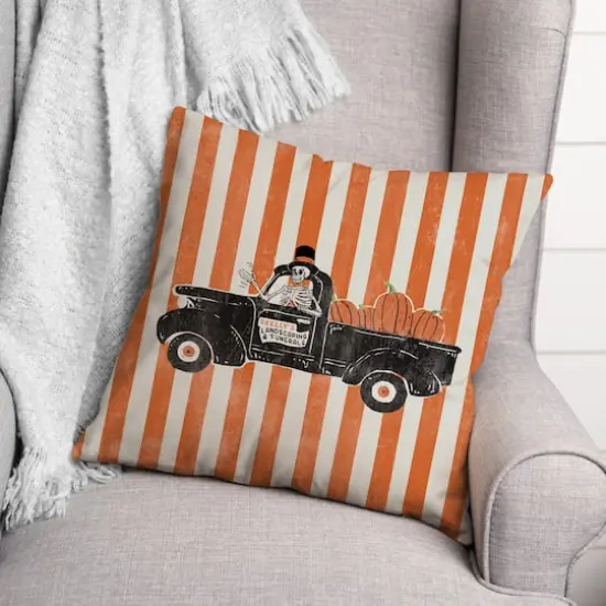 Skelly's Landscaping Truck Spun Poly Throw Pillow {3}