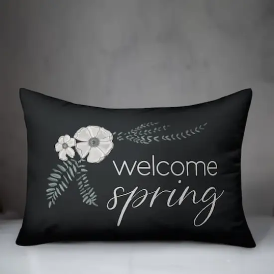 Welcome Spring Floral Pillow 14" x 20" Throw Pillow {4}