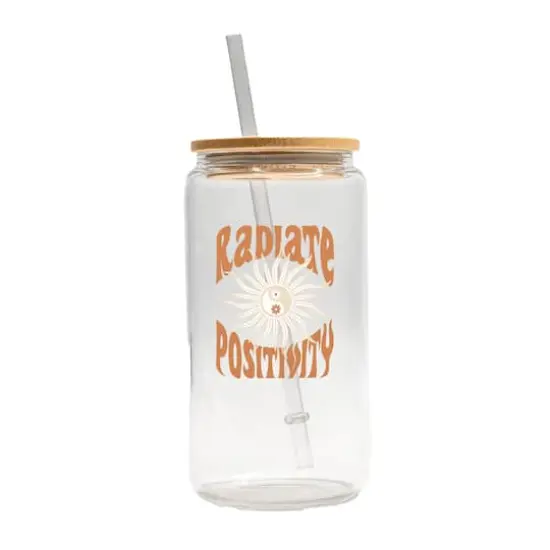 16oz. Radiate Positivity Glass Can Cup {1}