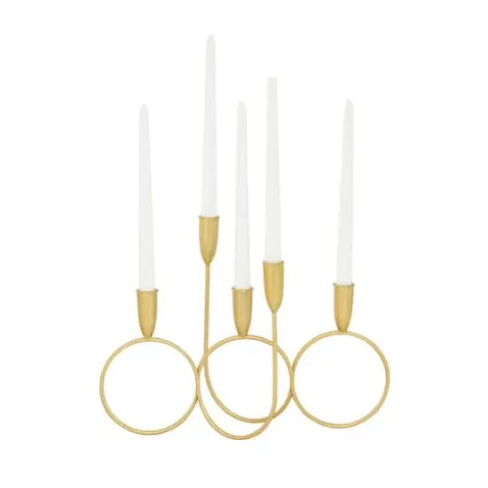CosmoLiving by Cosmopolitan Gold Metal Contemporary Candelabra, 11" x 15" x 5" {1}