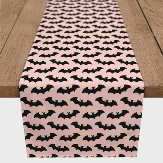 72" Bats On Pink Pattern Poly Twill Table Runner {4}