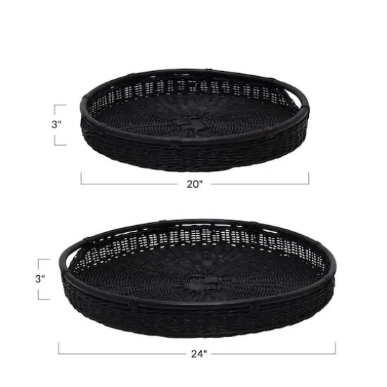 Hello Honey&reg; Black Wicker Trays with Handle Set {5}