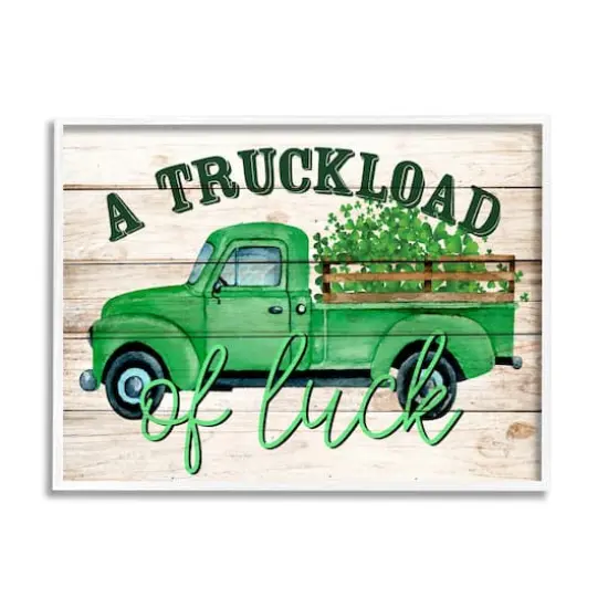 Stupell Industries Truckload Of Luck St Patrick's Day Farmhouse Framed Giclee Art White {1}