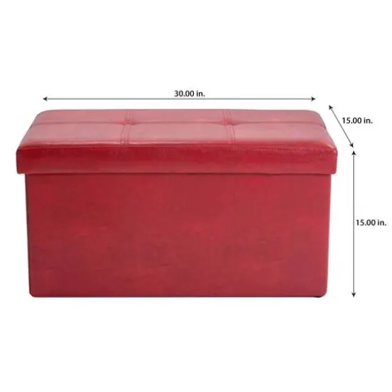 Simplify Faux Leather Double Folding Storage Ottoman Red {7}