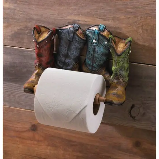 8.5" Cowboy Boots Toilet Paper Holder {3}
