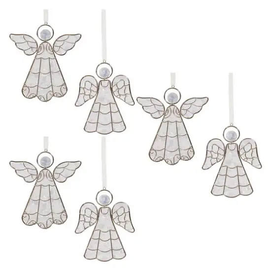 5" Metal Framed Angel Ornament Set {6}