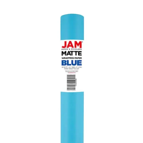 JAM Paper Matte Gift Wrap, 2ct. Bright Blue/Peacock Blue {5}