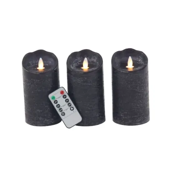 Black Traditional Wax Flameless Candle, 3ct. {1}