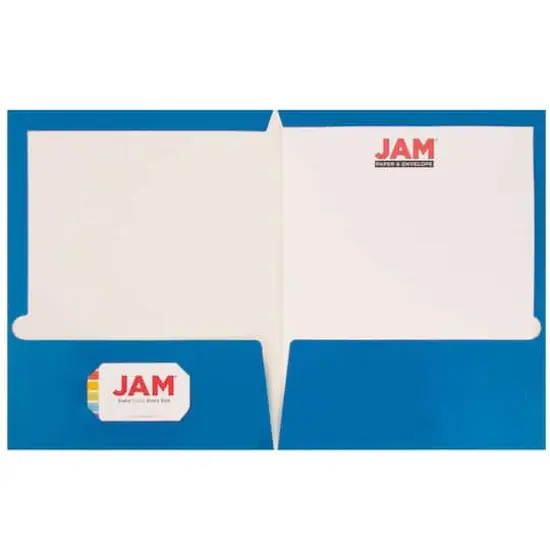 JAM Paper Laminated 2-Pocket Glossy Folders, 6ct. Blue {5}