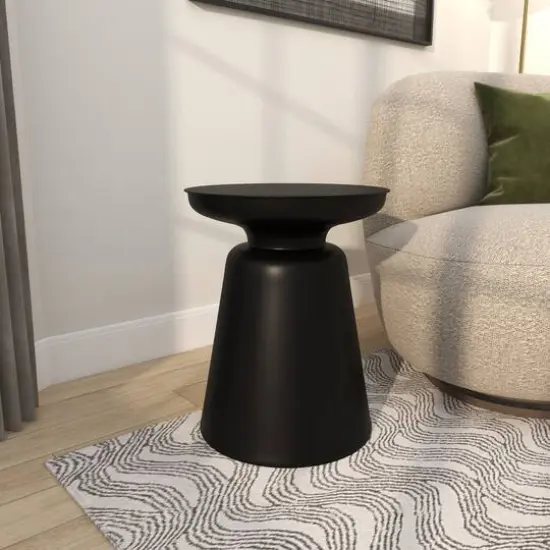 Black Metal Accent Table with Bell Shaped Base {11}