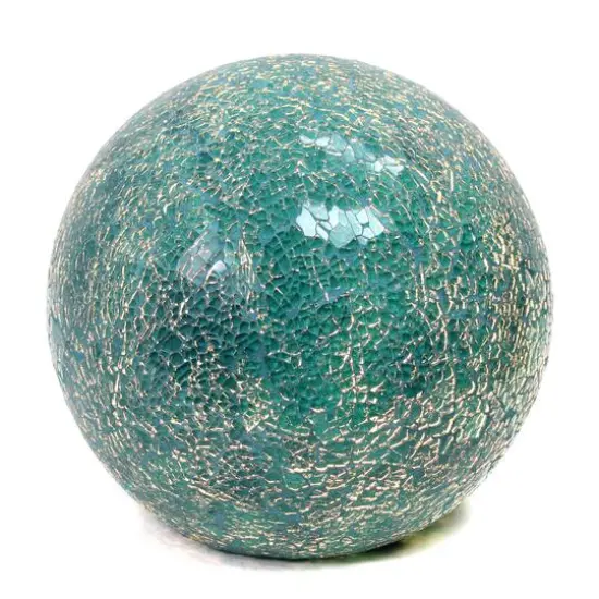 Simple Designs 7.7" Mosaic Stone Ball Table Lamp Teal {3}