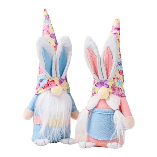 10" Pink & Blue Bunny Gnomes Decoration Set {1}