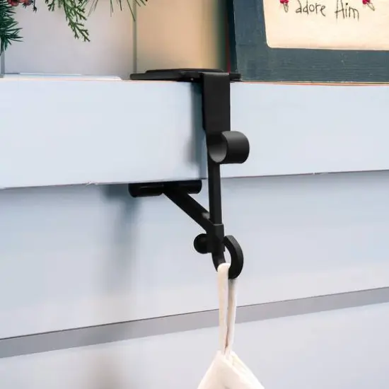 Black Mantel Garland & Christmas Stocking Holder, 3ct. {5}