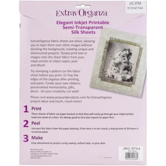 ExtravOrganza Silk Ink Jet Fabric Sheets, 8.5" x 11" {3}