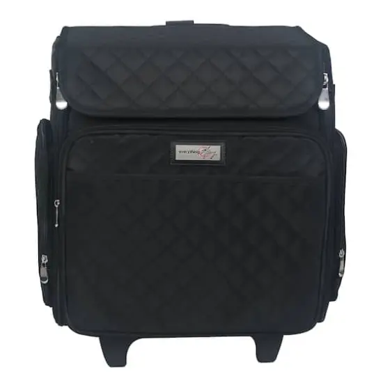 Everything Mary Black Quilted Rolling Scrapbook Storage Tote {7}
