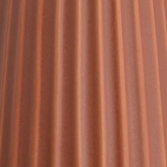 Hello Honey&reg; 11.4" Matte Terra Cotta Round Stoneware Fluted Vase with Embossed Lines {6}