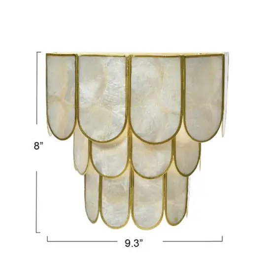 Hello Honey&reg; 9" 4-Tier Capiz and Metal Wall Sconce {4}