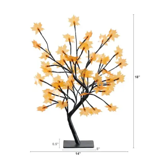 18in. Pre-Lit Autumn Artificial Maple Fall Tree with 48 Warm White LED Maple Shaped Lights {3}