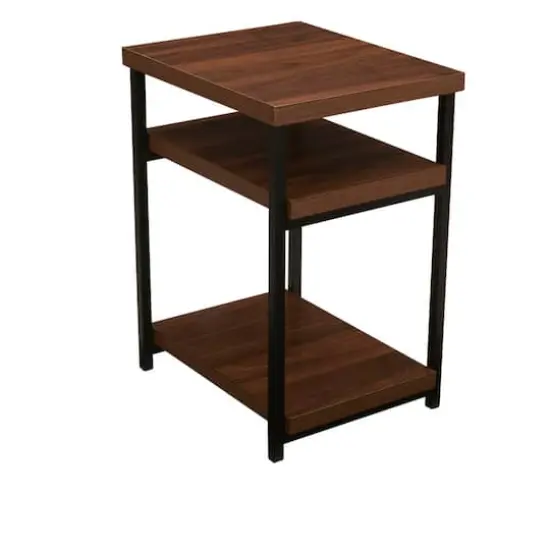 Household Essentials Jamestown 2-Shelf End Table Mid Century Walnut {1}