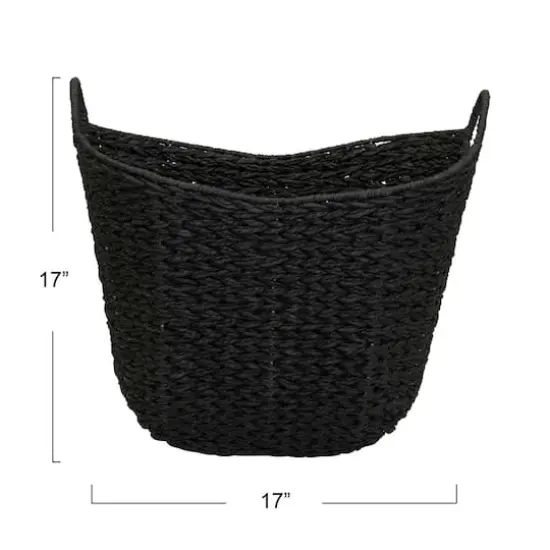 Household Essentials 17.5" Woven Paper Rope Basket with Handles Black {4}