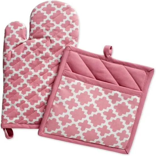 DII&reg; Lattice Oven Mitt & Potholder Set Rose Pink {1}